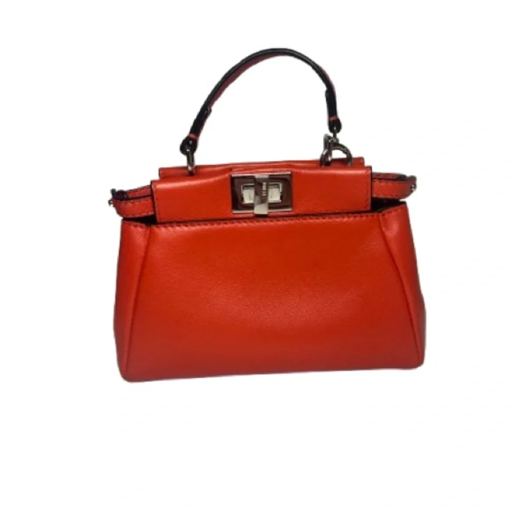 Fendi Leather Crossbody MICRO Peekaboo in Orange/Red Color with inclusions. - Picture 2 of 10